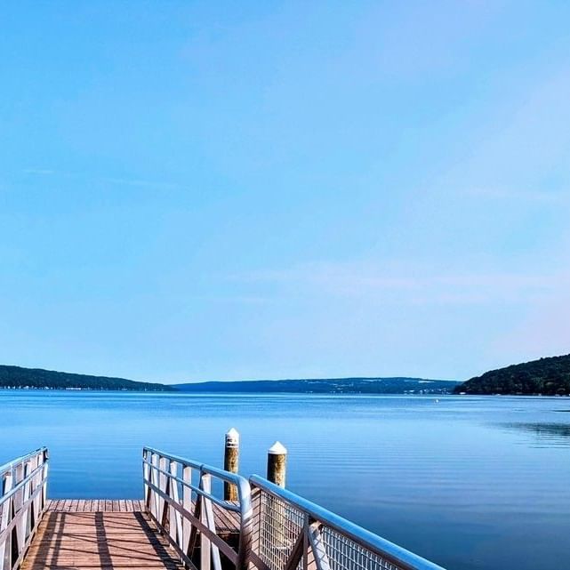 Dock overlooking Cayuga Lake in Ithaca New York