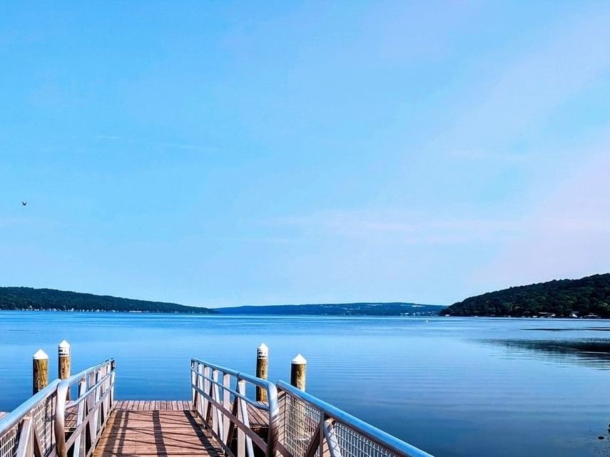 Dock overlooking Cayuga Lake in Ithaca New York