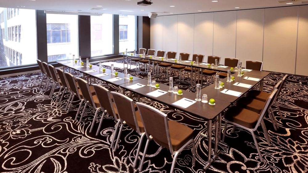 U-shaped table setup for a meeting at Novotel Melbourn