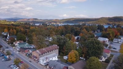Aerial view of town of Brighton, Essex County, Vermont near The Lodge in Schroon Lake