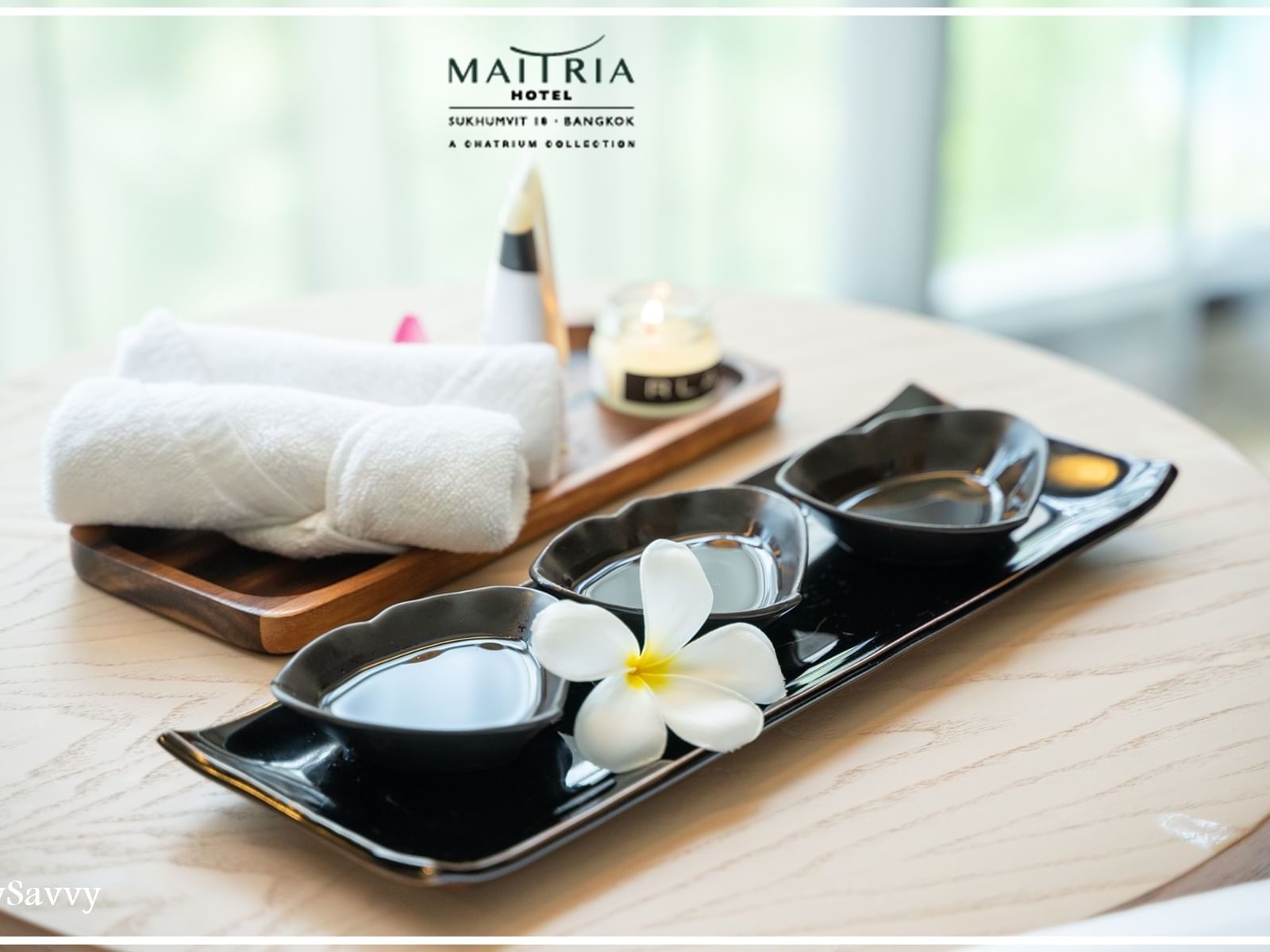 Towels & oils used in a spa at Maitria Hotel Sukhumvit 18
