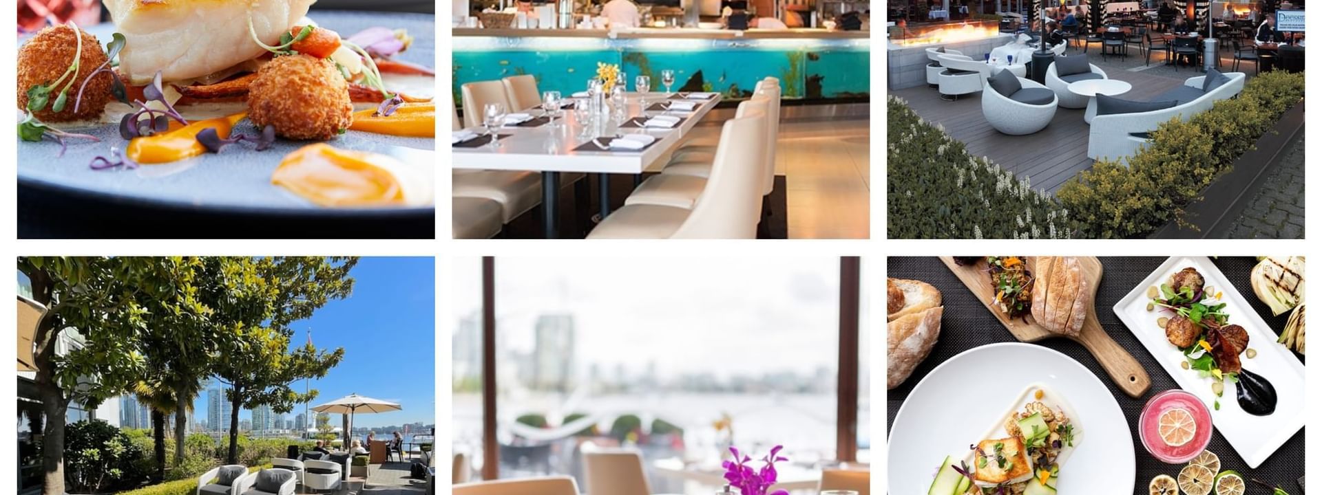 Collage of Dining places in the hotel at Granville Island Hotel