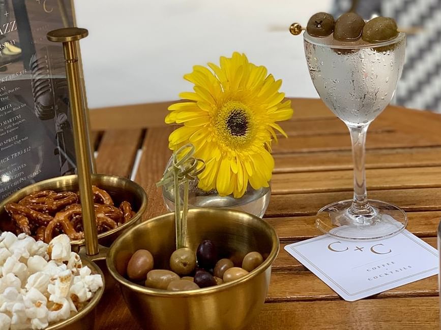drink and bar snacks