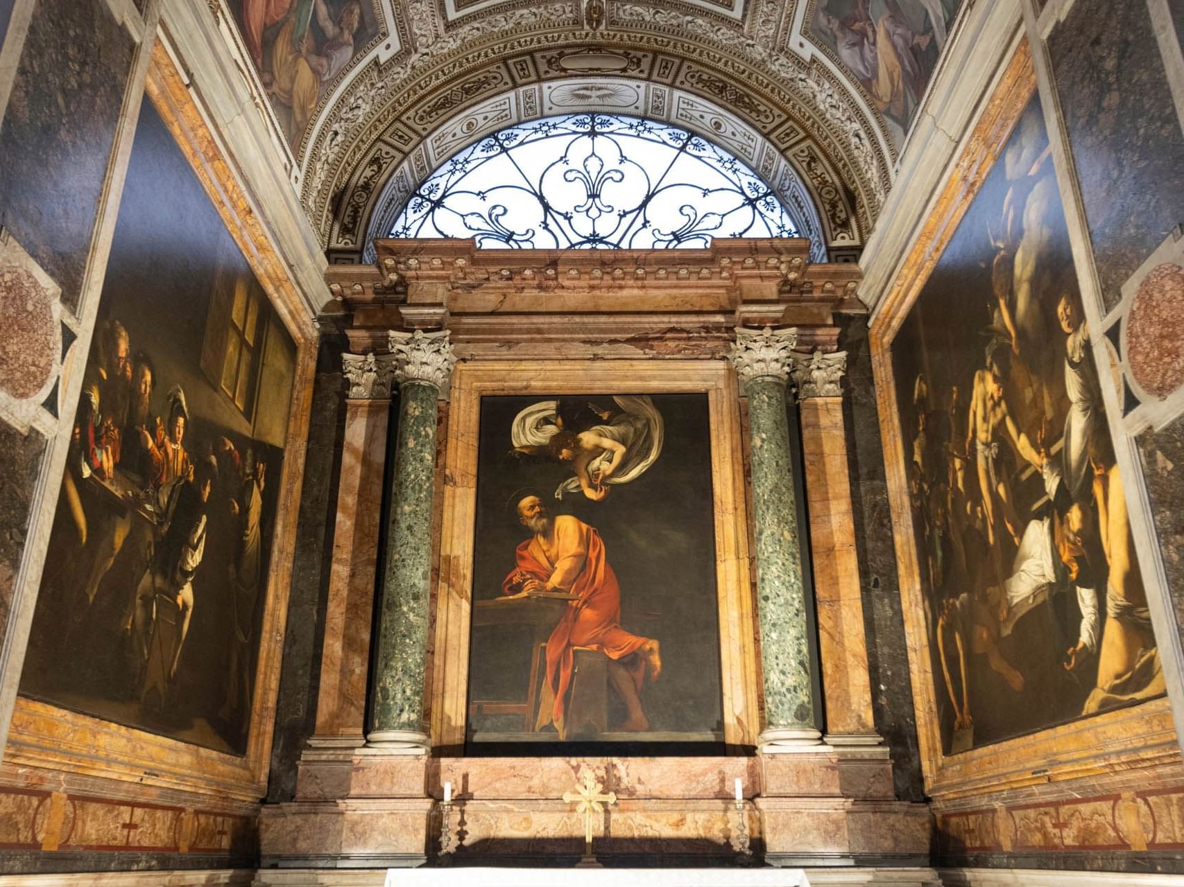 View of the wall paintings in San Luigi dei Francesi near The Guardian Hotel
