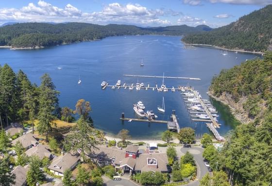 Aerial view of Poets Cove Resort & Spa used at Harrison Lake Hotel