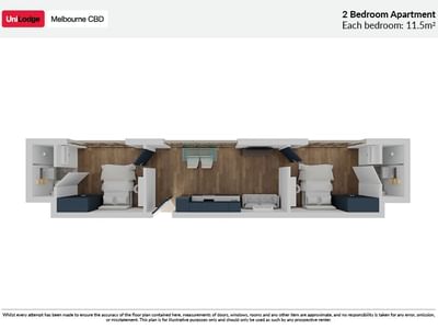 UL Melbourne CBD - 2 Bedroom Apartment Floorplan