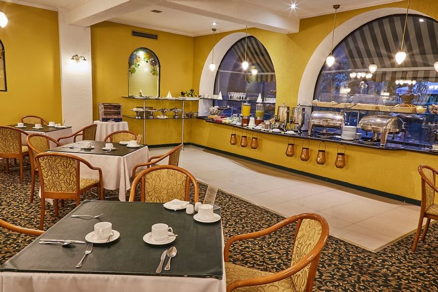 Interior of a dining & buffet area at Hotel Torremayor Lyon