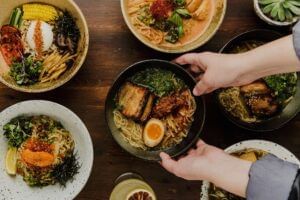 Variety of Ramen bowls served at Rosen Inn International