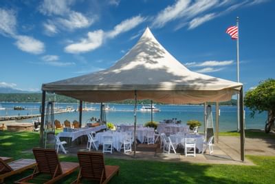 Outdoor wedding Reception area at Alderbrook Resort & Spa