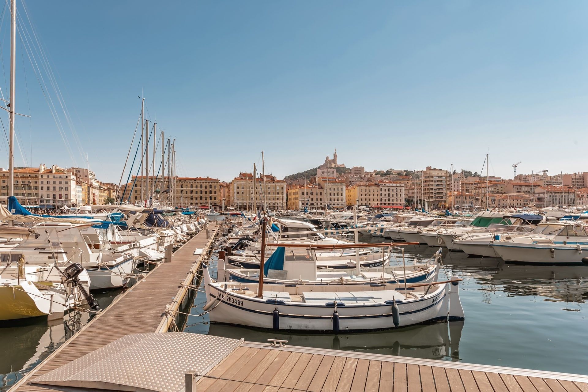 Vieux-Port waterfront with boats and yachts near ResidHotel Marseille Vieux Port, a hotel Marseille Vieux-Port