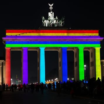 Festival of Lights at Brandenburg gate near Titanic Hotels in Berlin