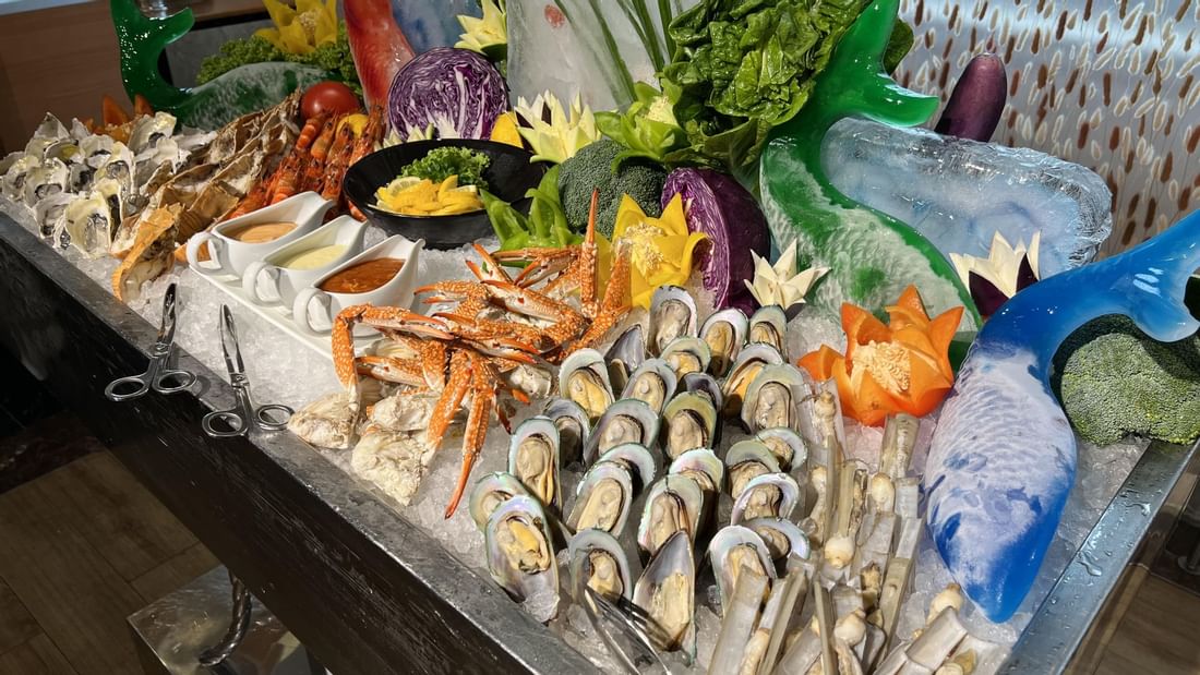 Seafood platters served on an ice table at Sunway Putra Hotel