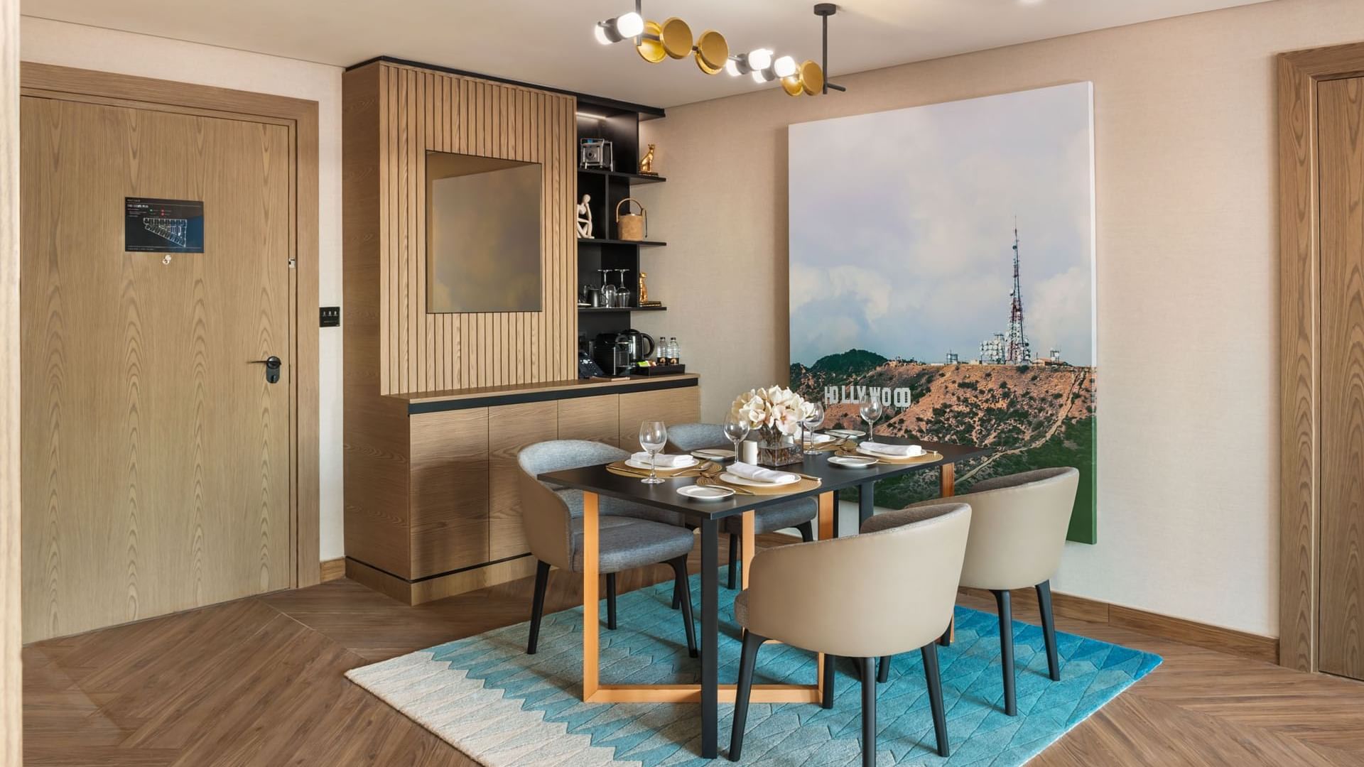 Arranged dining table in Paramount Suite at Paramount Hotel Midtown