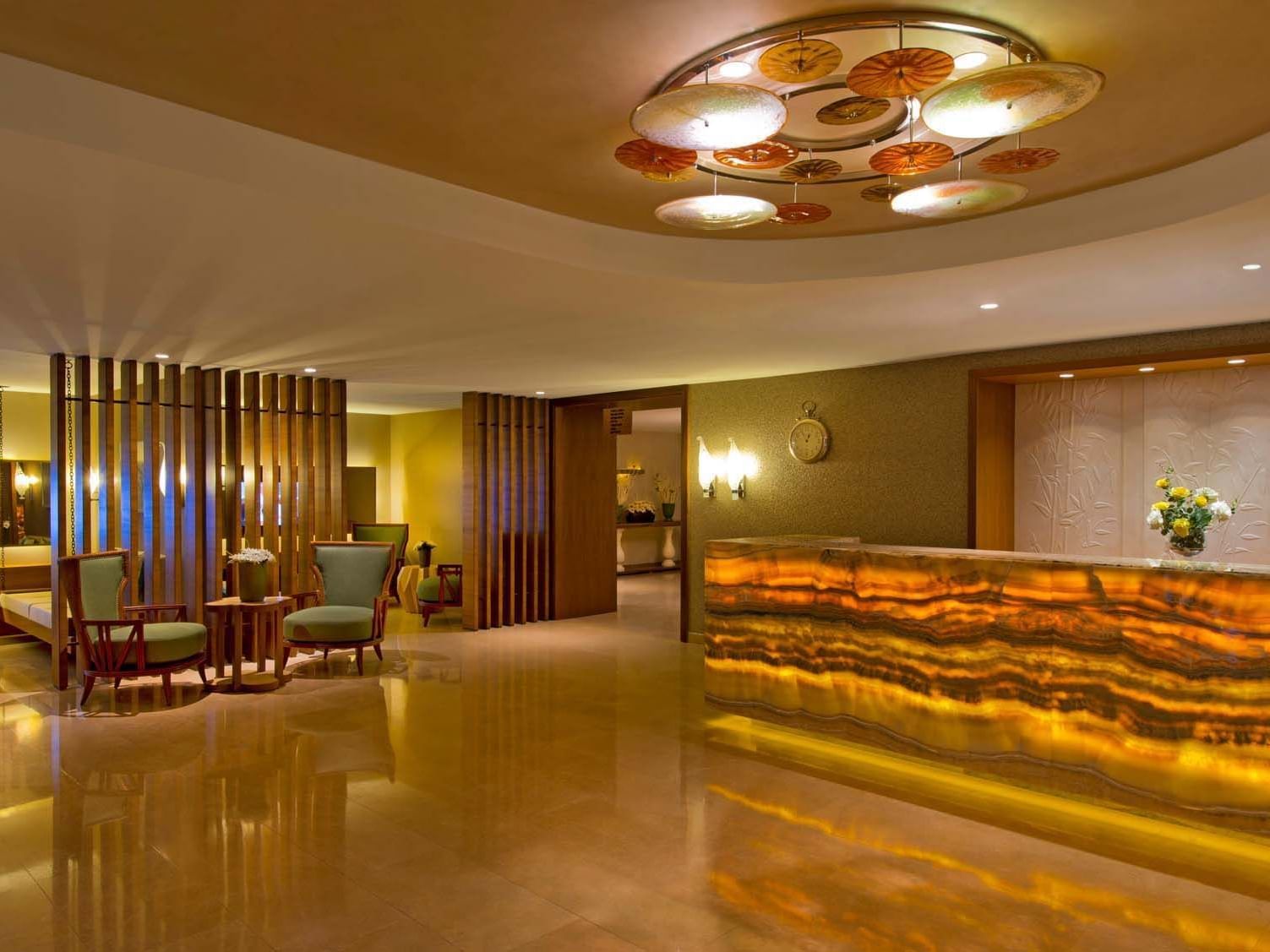Lobby and the welcome front desk counter area in BeFine Spa at Titanic Deluxe Lara