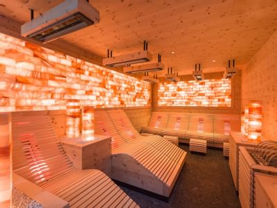 Interior of the sauna in a spa at Hotel Liebes Rot Flueh