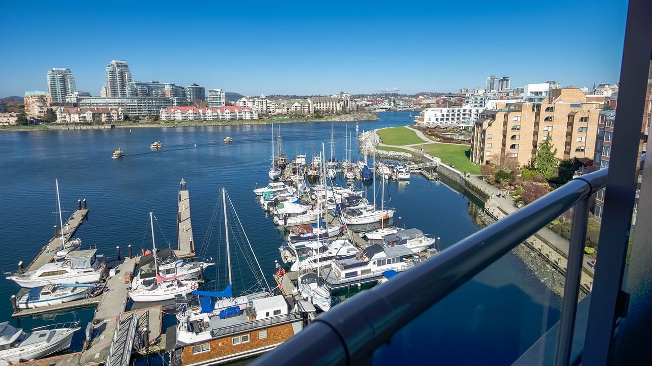 View of the ocean from the hotel guestroom balcony