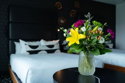 Fresh floral bouquet in a guestroom