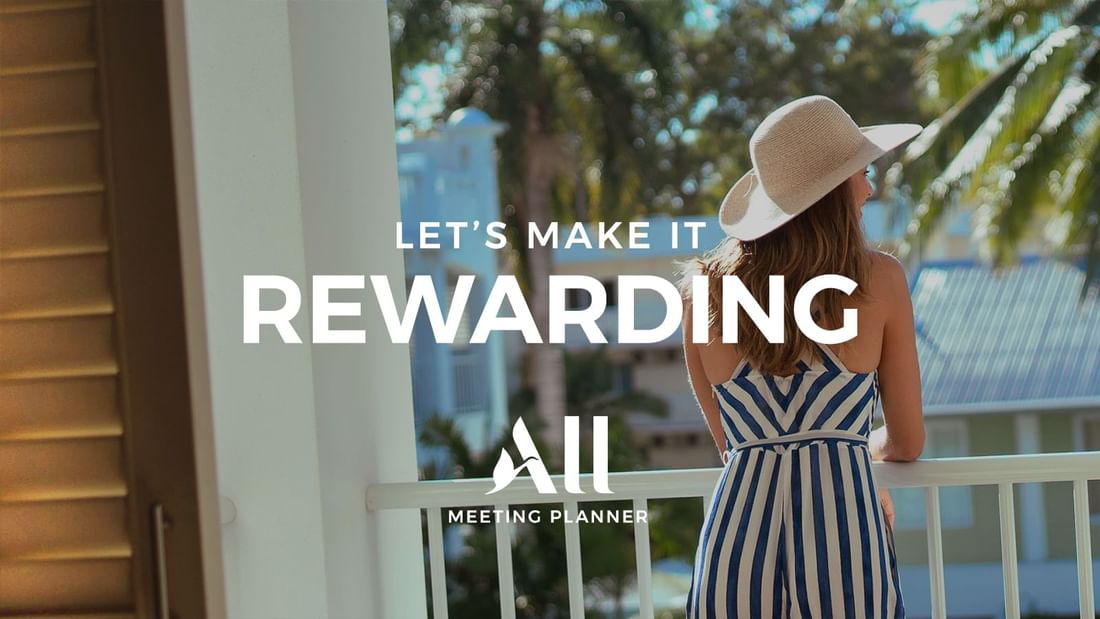 Poster of Let's Make It Rewarding featuring a lady in wide-brim hat looking out from a balcony at Novotel Sydney Olympic Park