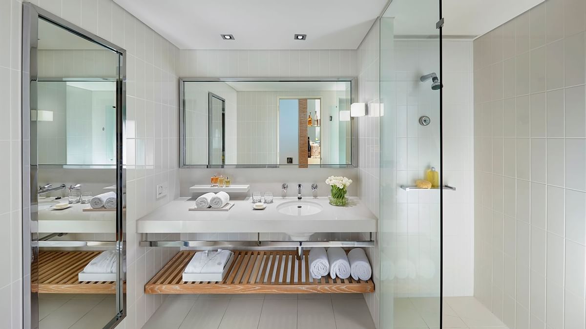 Bathroom vanity in Standard King Room at Crown Hotel Melbourne