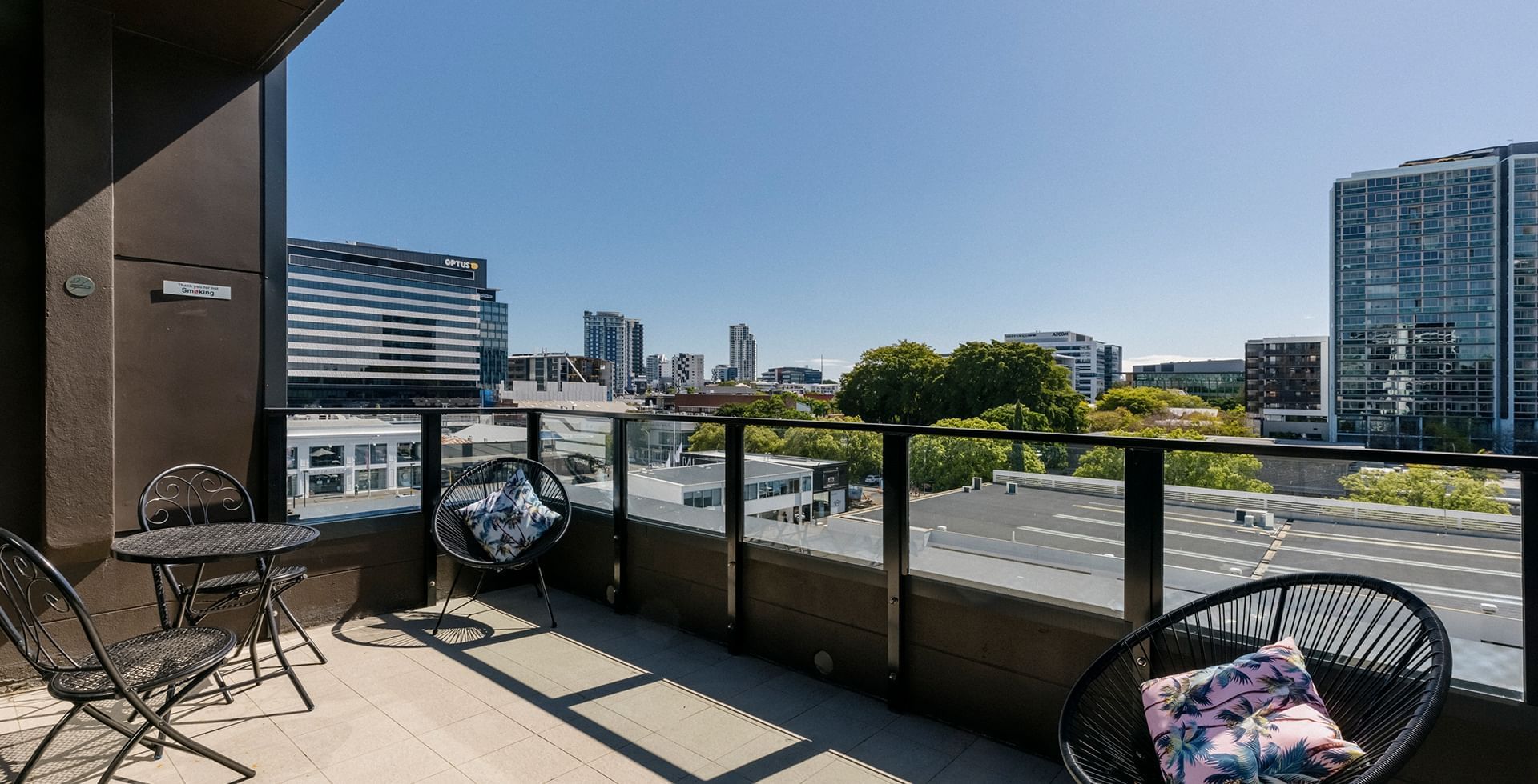 Views from the terrace at your Fortitude Valley accommodation at The Constance Hotel.