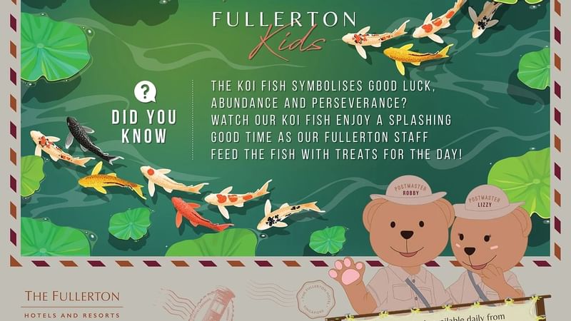 Kids KOI feeding poster used at Fullerton Group