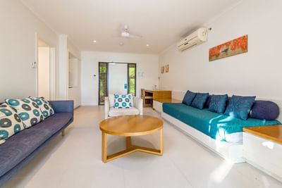 Living Space with couches in Beach House at Heron Island Resort