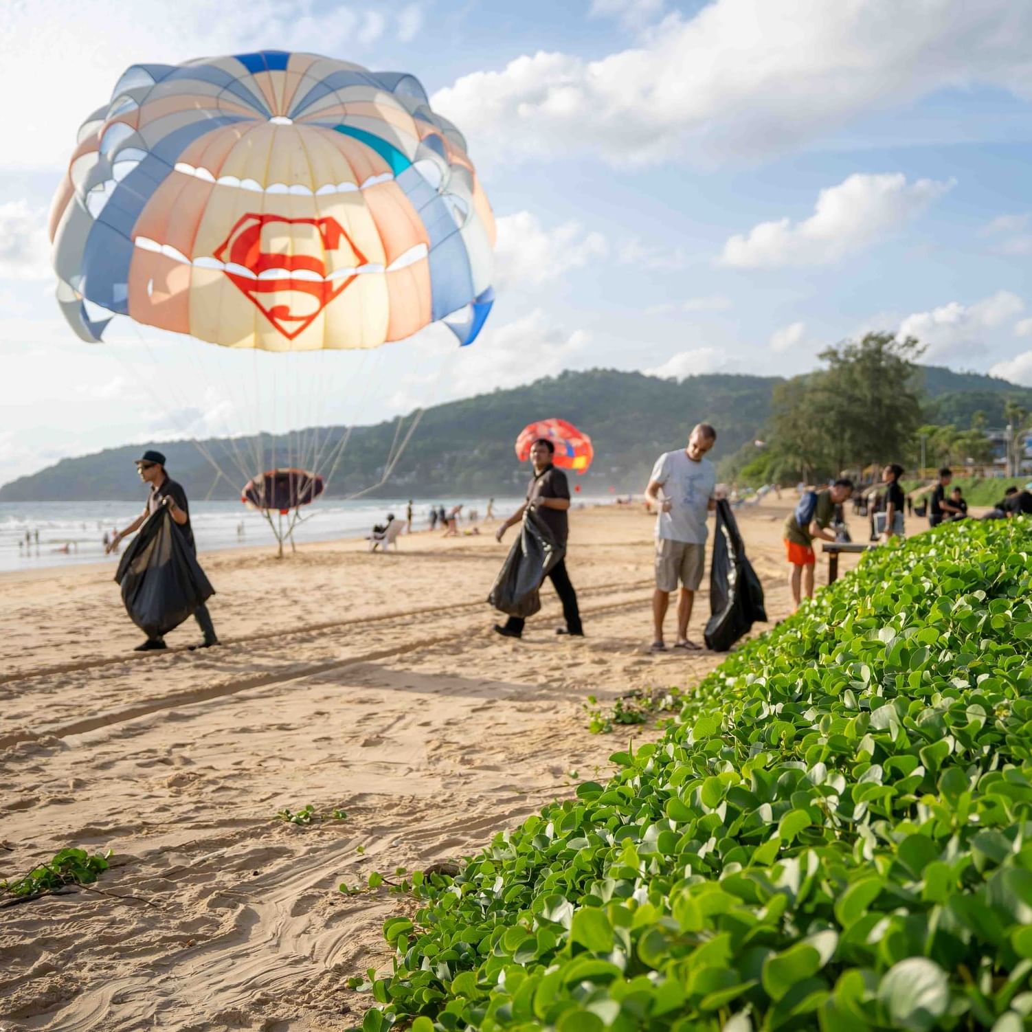Paradox Resort Phuket staff is cleaning the beach right now.