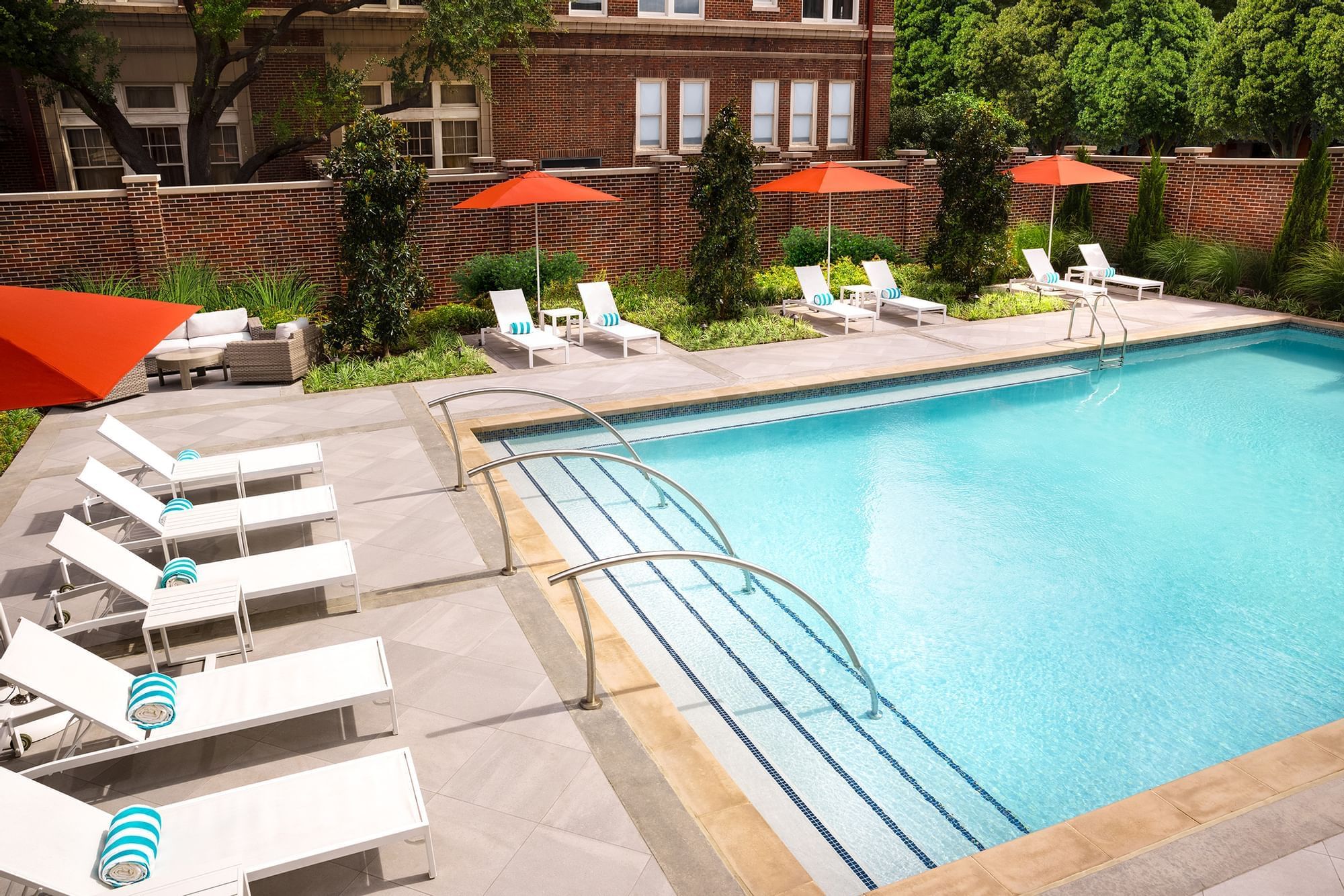 Close-up of the outdoor pool at Warwick Melrose Dallas