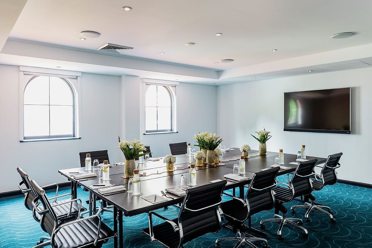 Boardroom set-up in Pyrmont Bay Room at Novotel Darling Square