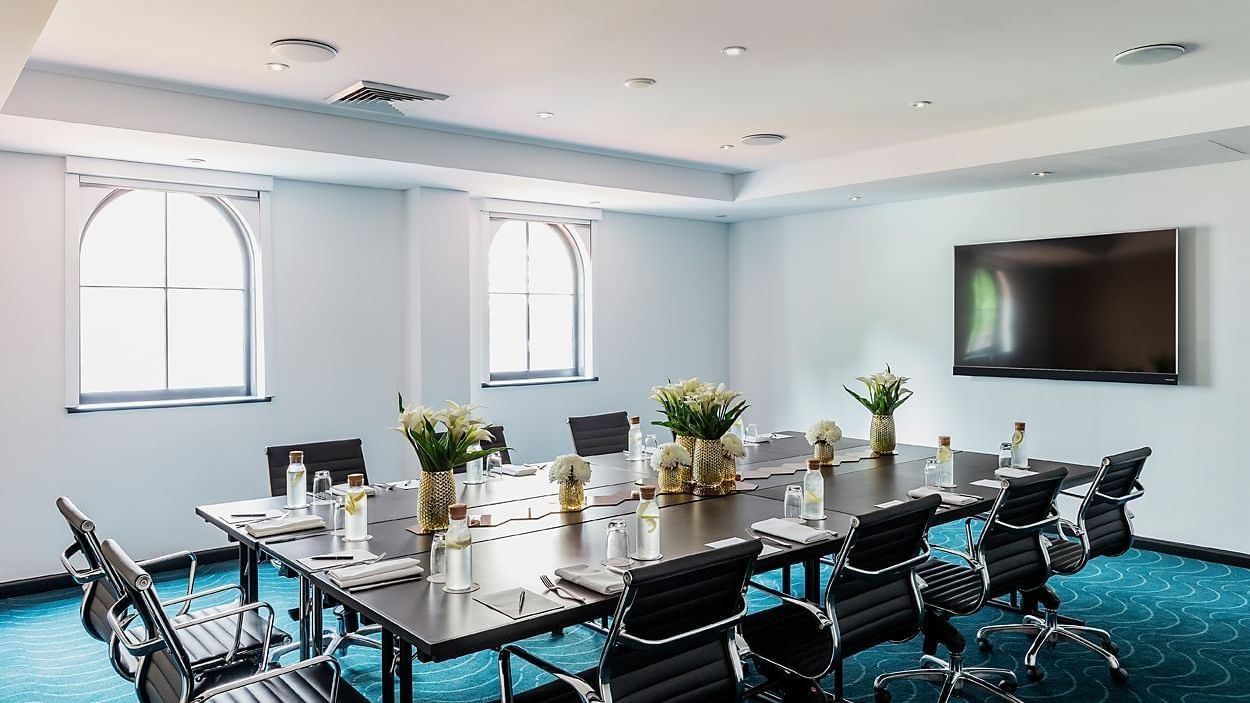 Boardroom set-up in Pyrmont Bay Room at Novotel Darling Square