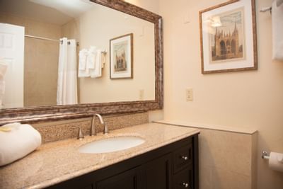 Bathroom vanity in a room at Hotel St. Pierre