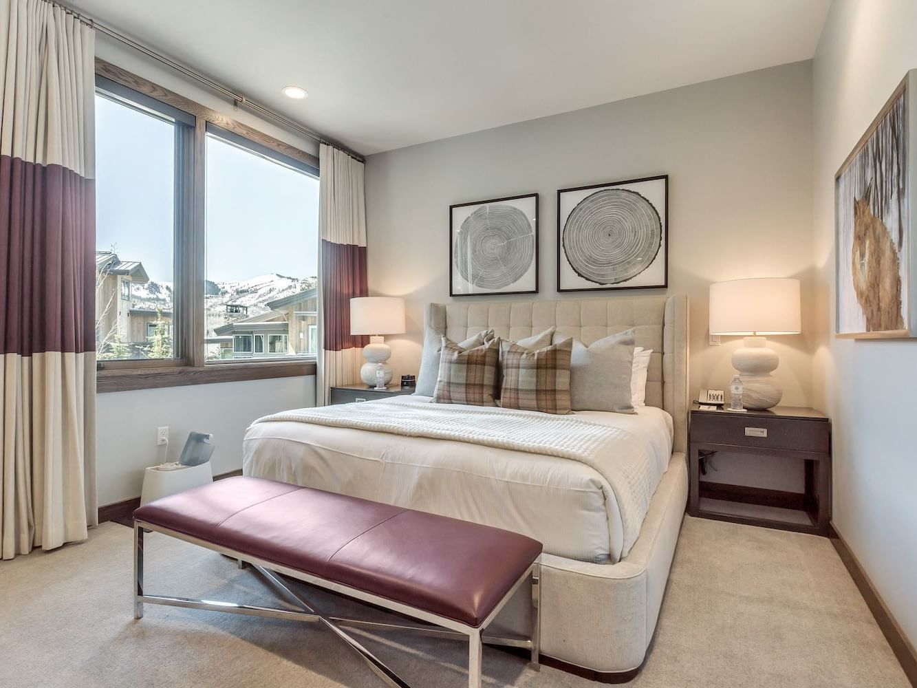 Cozy bedroom featuring a king bed with a serene view in Deer Valley Resort Room at Stein Eriksen Residences