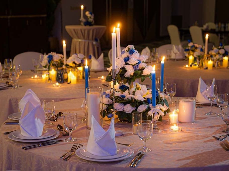 Close up shot of wedding table setup 