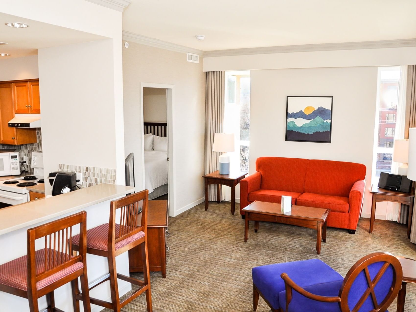 Living area in the One Bedroom Suite, Manteo Resort Waterfront