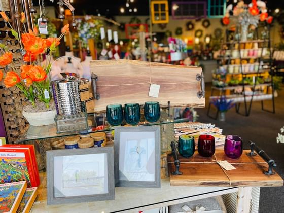 Ornaments on shelves, Gretel's Fine Gifts, The Whittaker Inn