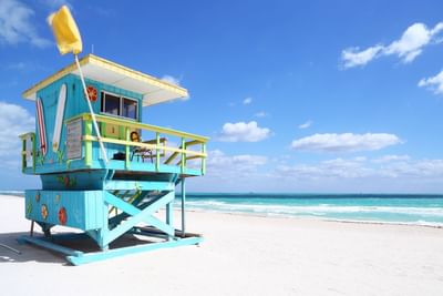 Lifeguard tent at Miami beach near Clevelander South Beach