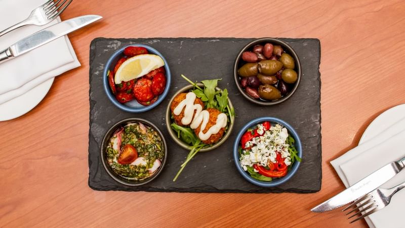 Shown is a small selection of entrée and share dishes crafted by the Sen5es kitchen staff