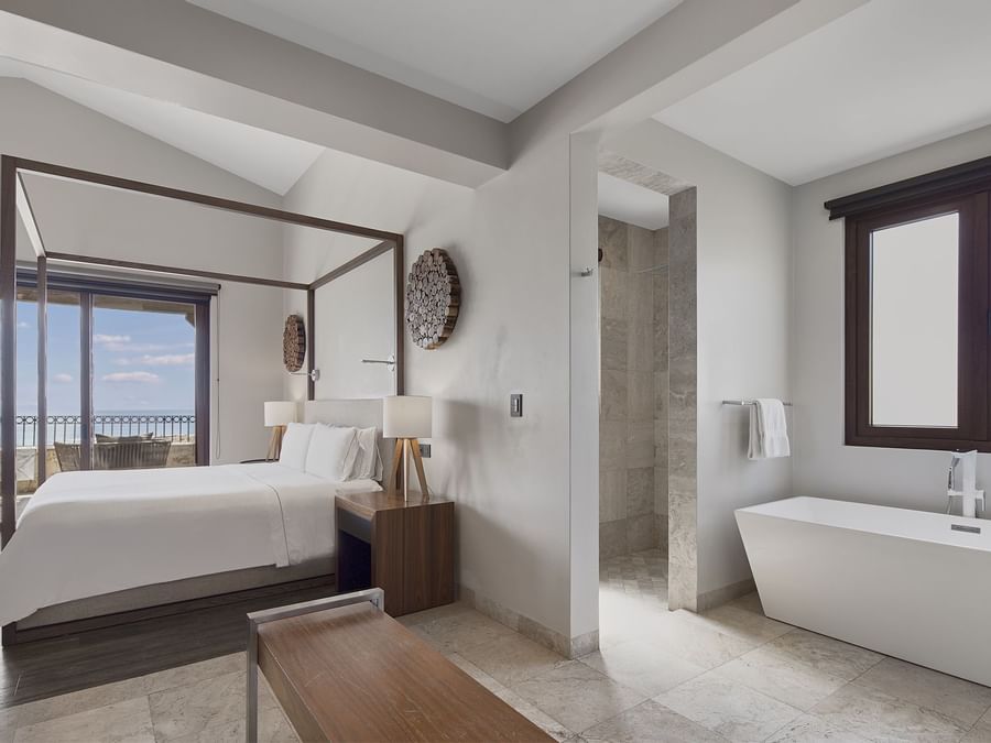 Bath tub by the King bed in 1 Bedroom Residence at La Colección