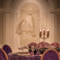 Decorated dining table in Gala ballroom at Palazzo Versace