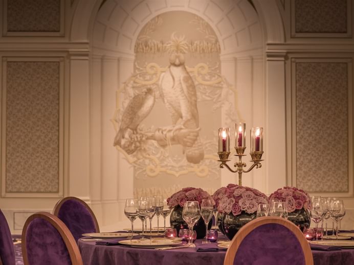 Banquet dining setup in Gala Ballroom at Palazzo Versace Dubai