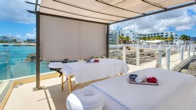 Spa bed & amenities with sea view at Morgan Resort Spa Village