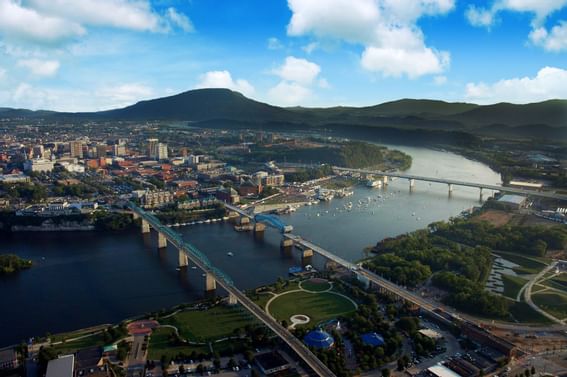 Aerial view of the city region near Defoor Hospitality
