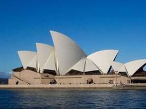 Distant view of Sydney Opera House near Pullman Olympic Park