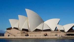 Distant view of Sydney Opera House near Pullman Olympic Park