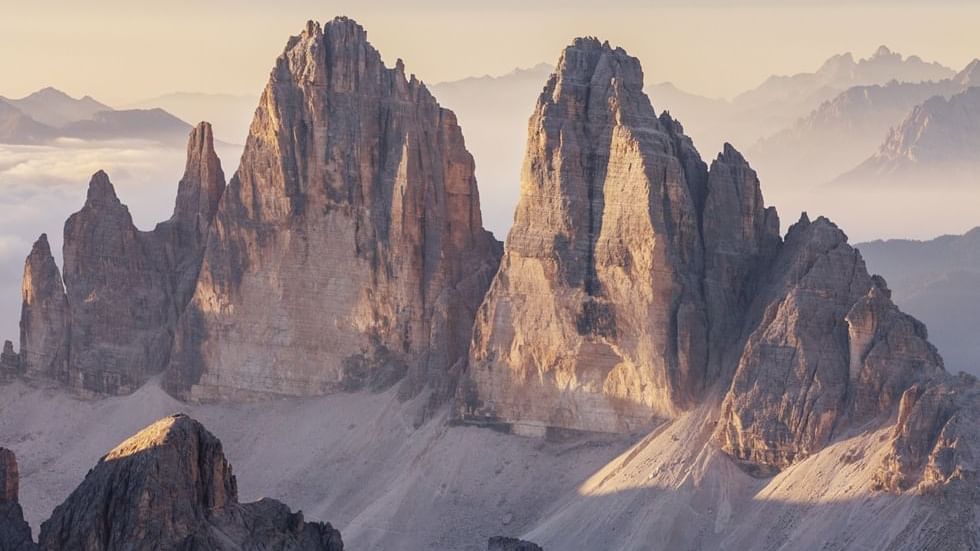 The Three Peaks mountain range near Falkensteiner Hotels