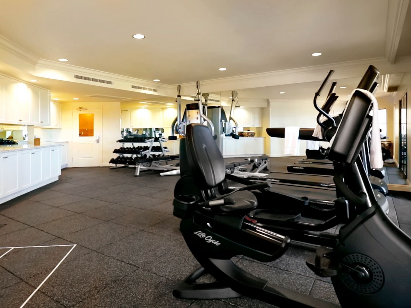 Fully equipped gymnasium at Santa Barbara Inn