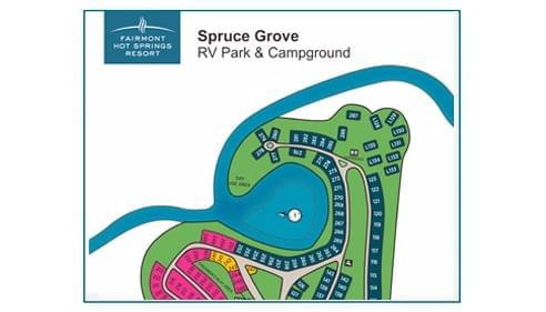 Detailed map of the campground by the lake near Fairmont Hot Springs Resort