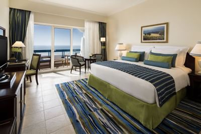 Large bed, Superior double room with sea view at Hotel Ajman