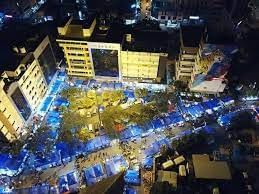 Aerial view of Pasar Karat Night Market near St Giles Southkey
