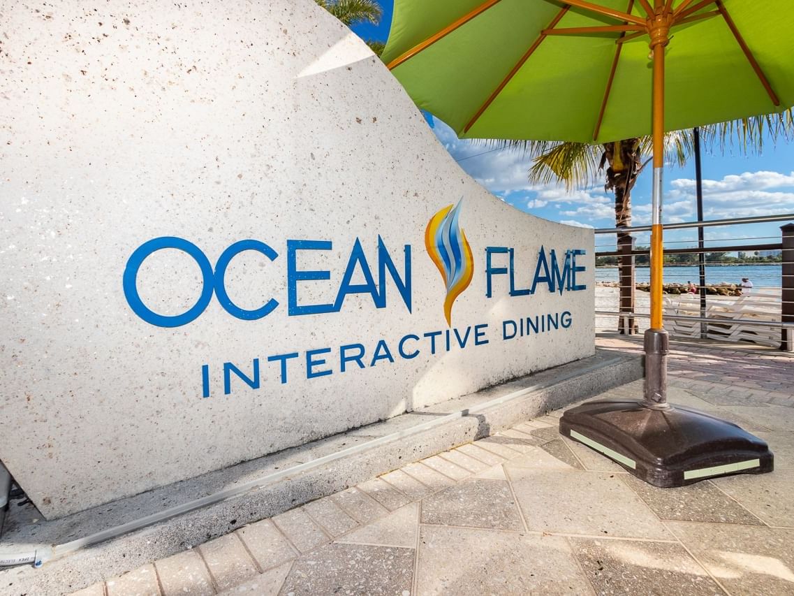 Ocean flame sign at Ocean flame in Shephard's Beach Resort